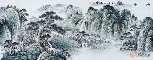 刘海青的这幅漓江山水画如果用四个字来形容就是空灵秀气,整幅画描绘